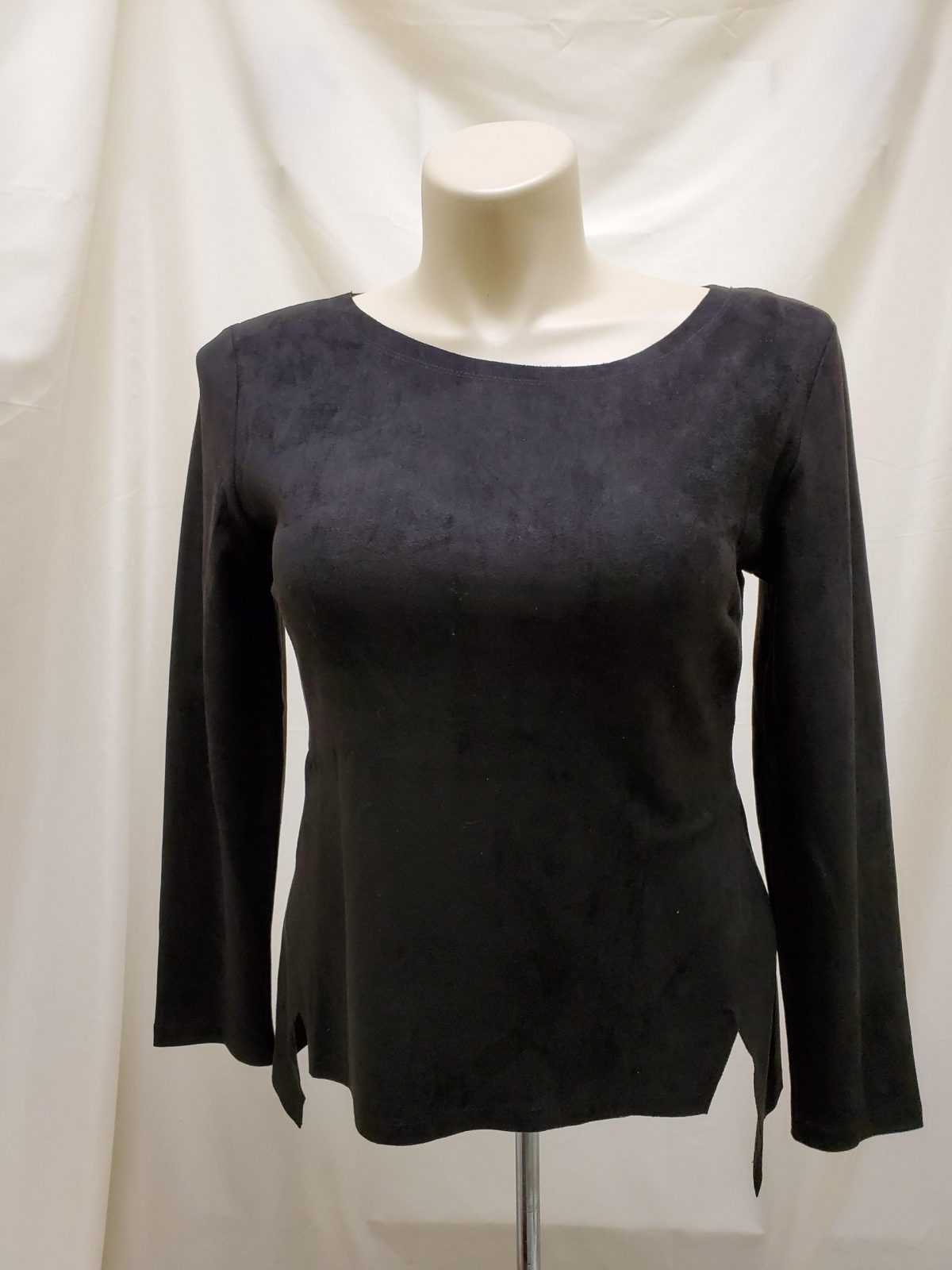 ARYEH | Faux Suede top in Black - Essence of Flowers