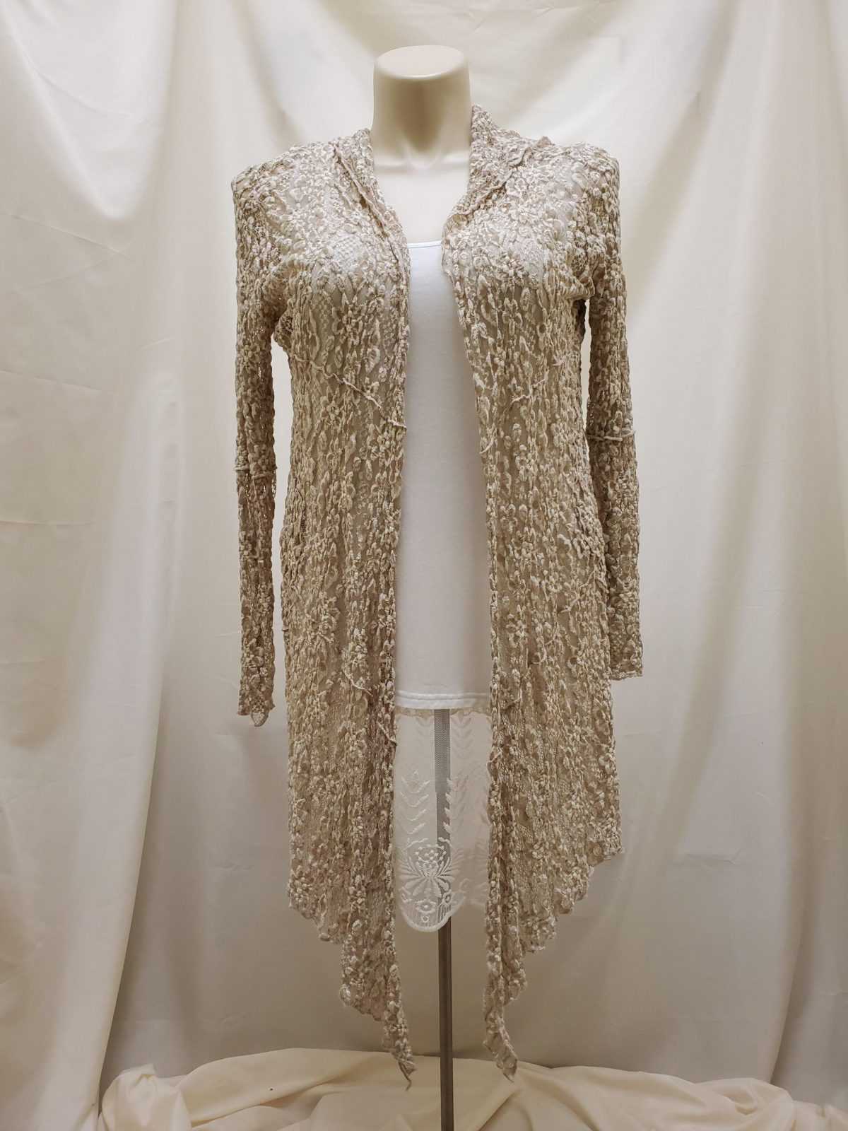 SURREALIST | Champagne Lace Open Cardigan with Hood - Essence of Flowers