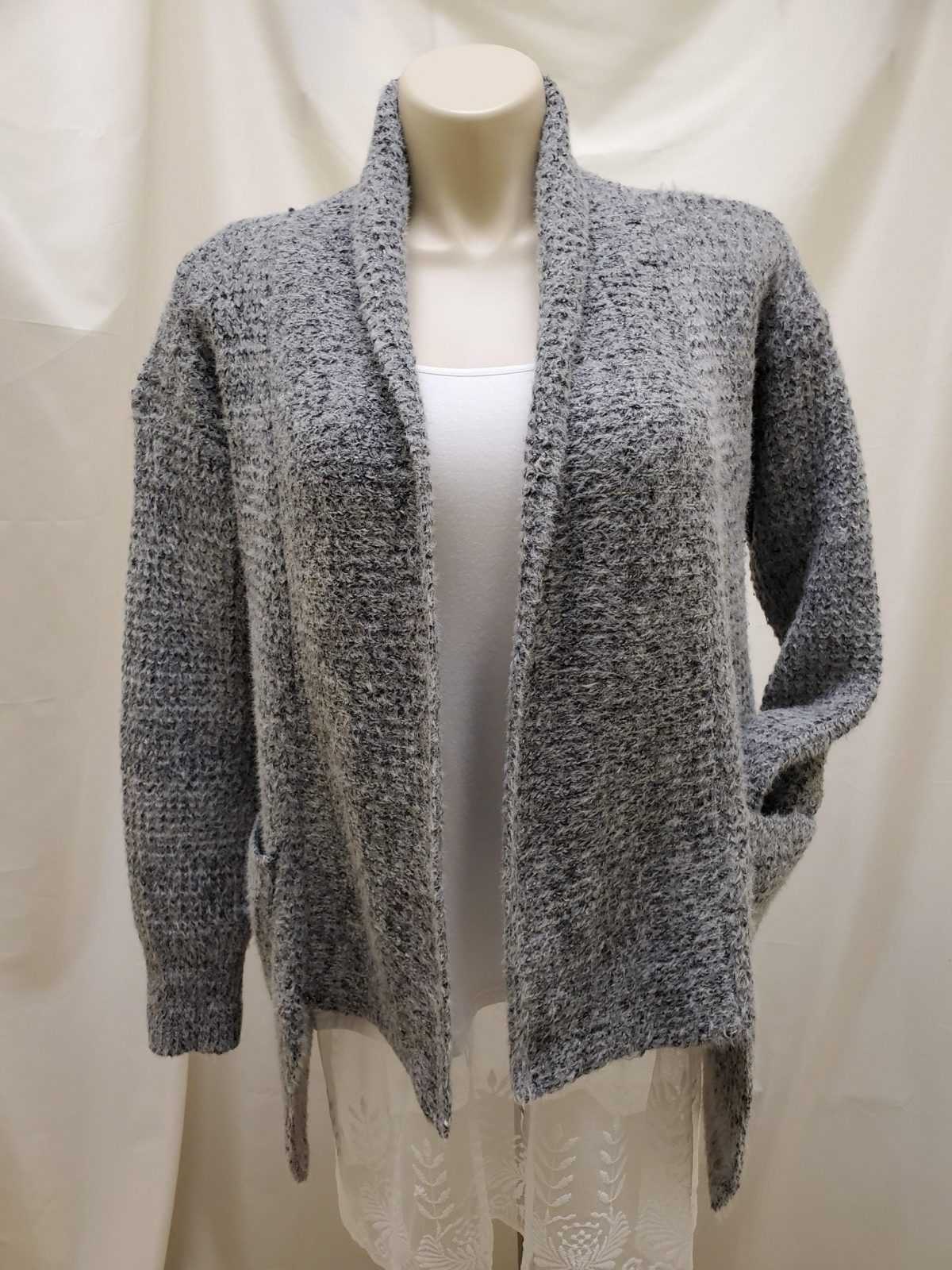 POL | Light Grey Open Cardigan Sweater - Essence of Flowers