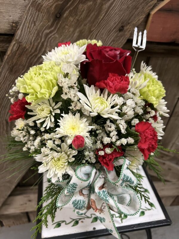 Christmas flowers in a cute container